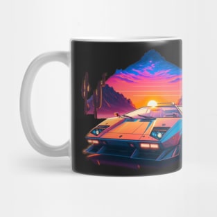 Lamborghini Countach 1974 synthwave sunset Mug